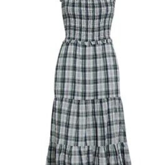 Veronica Beard Ziada Smocked Tiered Plaid Sleeveless Sun Dress size 6 - Picture 1 of 8